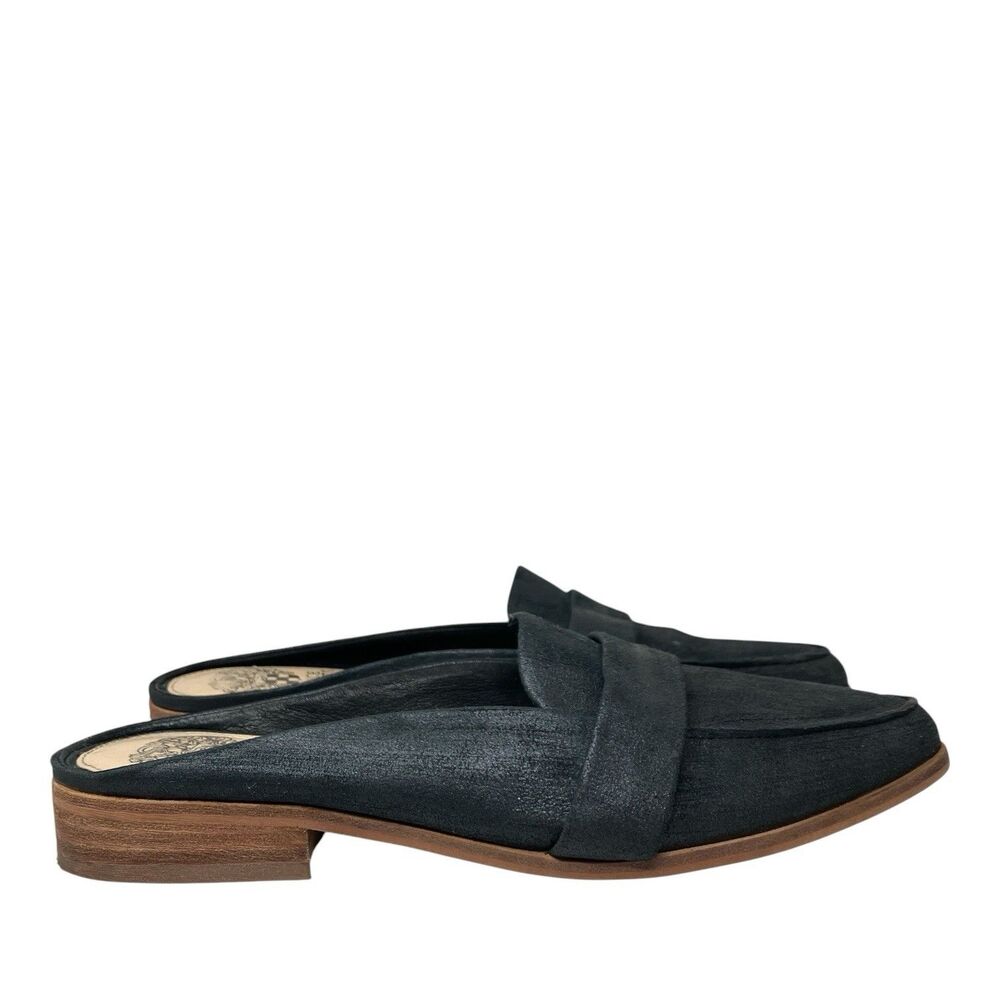 Vince Camuto Black Leather Kristie Pointed Mules Elevated Basic Flats Womens 8.5 - Picture 3 of 13